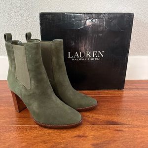 Ralph Lauren olive green suede booties